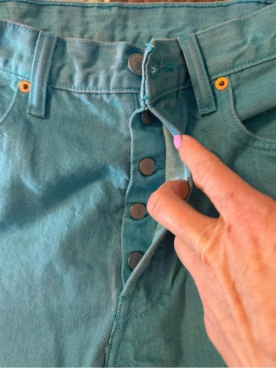 Levi's Turquoise 501 Straight Jeans - Picture 5 of 9